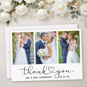 Carte De Remerciements Calligraphie moderne Coeur Script 3 Mariage photo