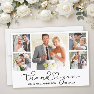 Carte De Remerciements Calligraphie moderne Coeur Script 5 Mariage photo
