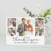 Carte De Remerciements Calligraphie moderne Coeur Script 5 Mariage photo (Debout devant)