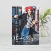 Carte De Remerciements Calligraphie moderne Coeur Script Diplômé Photo (Debout devant)