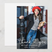 Carte De Remerciements Calligraphie moderne Coeur Script Diplômé Photo (Devant / Derrière)