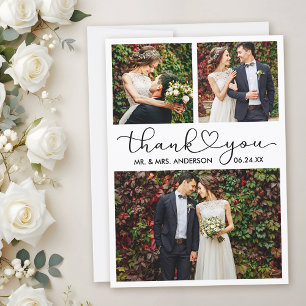 Carte De Remerciements Calligraphie moderne Coeur Script Mariage 3 Photo