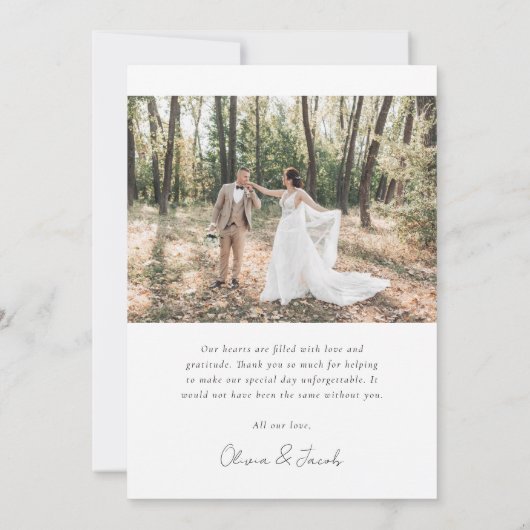 Carte De Remerciements Calligraphie moderne de l'arc photographique Ensem (Dos)