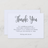 Carte De Remerciements Calligraphie moderne. Écriture bleue simple de mar (Devant / Derrière)