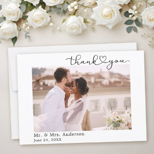 Carte De Remerciements Calligraphie moderne Encre Coeur Mariage de script