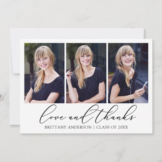 Carte De Remerciements Calligraphie moderne Encre Script 3 Diplôme photo (Devant)