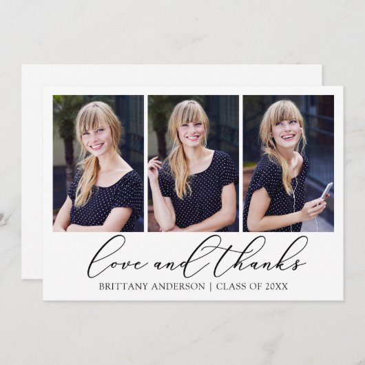 Carte De Remerciements Calligraphie moderne Encre Script 3 Diplôme photo (Devant / Derrière)