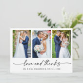 Carte De Remerciements Calligraphie moderne encre stylo amour Mariage 3 P (Debout devant)