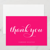 Carte De Remerciements Calligraphie moderne grasse rose chaud (Devant / Derrière)