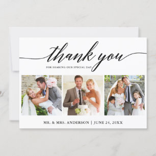 Carte De Remerciements Calligraphie moderne Mariage 3 Photo