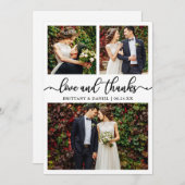 Carte De Remerciements Calligraphie moderne Mariage 3 Photo Collage (Devant / Derrière)