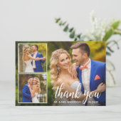 Carte De Remerciements Calligraphie moderne Mariage 3 Photo Collage (Debout devant)