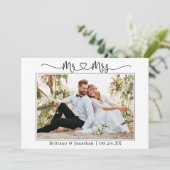 Carte De Remerciements Calligraphie moderne Mariage de coeur M. et Mme (Debout devant)