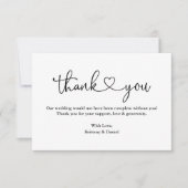 Carte De Remerciements Calligraphie moderne Mariage du coeur Note photo (Devant)