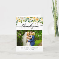Calligraphie moderne Mariage floral jaune Note
