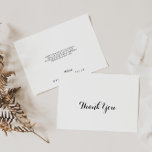 Carte De Remerciements Calligraphie moderne Mariage plat<br><div class="desc">Ce carte de remerciements de mariage plat de calligraphie moderne est parfait pour un mariage rustique. Le design sobre et élégant présente une typographie de script classique et sophistiquée en noir et blanc. Personnalisez l'intérieur de la carte avec vos noms, et un message de remerciement. Ou laissez la section de...</div>