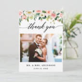 Carte De Remerciements Calligraphie moderne Mariage rose (Debout devant)