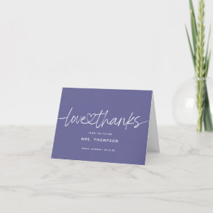 Carte De Remerciements Calligraphie moderne mariage violet plié