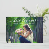 Carte De Remerciements Calligraphie moderne Meilleur Jour Jamais Mariage (Debout devant)