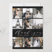 Carte De Remerciements Calligraphie moderne noir et blanc 9 Collage photo (Devant)