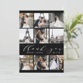 Carte De Remerciements Calligraphie moderne noir et blanc 9 Collage photo (Debout devant)