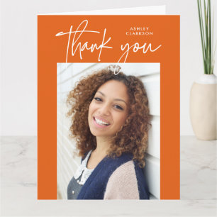Carte De Remerciements Calligraphie moderne orange Photo remise de diplôm