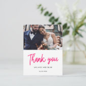 Carte De Remerciements Calligraphie moderne photo mariage (Debout devant)