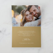 Carte De Remerciements Calligraphie moderne photo mariage d'or intemporel (Intérieur)