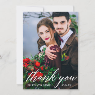 Carte De Remerciements Calligraphie moderne photo Mariage What