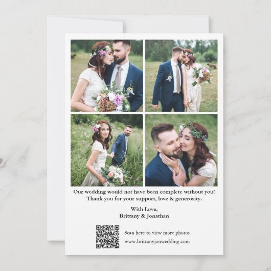 Carte De Remerciements Calligraphie moderne QR Code 5 Mariage photo (Dos)