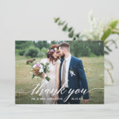 Carte De Remerciements Calligraphie moderne QR Code 6 Photos Mariage (Debout devant)