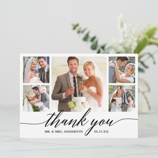Carte De Remerciements Calligraphie moderne Script 5 Mariage photo (Debout devant)
