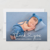 Carte De Remerciements Calligraphie moderne Script Heart Baby Photo (Devant)