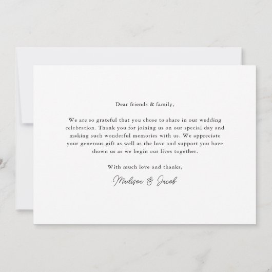 Carte De Remerciements Calligraphie moderne Script Mariage photo (Dos)