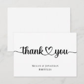 Carte De Remerciements Calligraphie moderne simple avec coeur (Devant / Derrière)