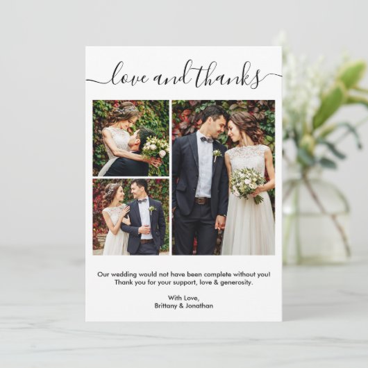 Carte De Remerciements Calligraphie moderne tendance Script 3 Mariage pho (Debout devant)