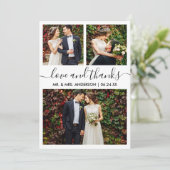 Carte De Remerciements Calligraphie moderne tendance Script Mariage 3 Pho (Debout devant)