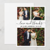 Carte De Remerciements Calligraphie moderne tendance Script Mariage 3 Pho (Devant / Derrière)