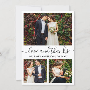 Carte De Remerciements Calligraphie moderne tendance Script Mariage 3 Pho