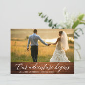 Carte De Remerciements Calligraphie Notre aventure commence Mariage de bo (Debout devant)