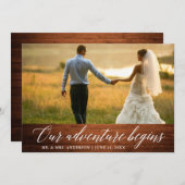 Carte De Remerciements Calligraphie Notre aventure commence Mariage de bo (Devant / Derrière)