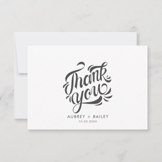 Carte De Remerciements Calligraphie personnalisée Mariage Remerciements O (Devant)
