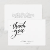 Carte De Remerciements Calligraphie Personnalisée Remerciements de Mariag (Devant / Derrière)