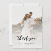 Carte De Remerciements Calligraphie Photo Qr Code Mariage (Devant)