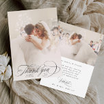 Carte De Remerciements Calligraphie romantique Mariage 2 Photo<br><div class="desc">Ce carte de remerciements mariage présente une calligraphie élégante et romantique avec une photo et un texte supplémentaires sur le dos. Parfait pour les mariages,  anniversaires,  diplômes et autres événements. Pour une personnalisation plus avancée de cette conception,  cliquez sur le BOUTON OUTIL DESIGN BLEU ci-dessus !</div>