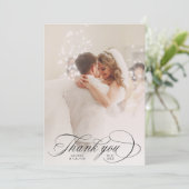 Carte De Remerciements Calligraphie romantique Mariage 2 Photo (Debout devant)