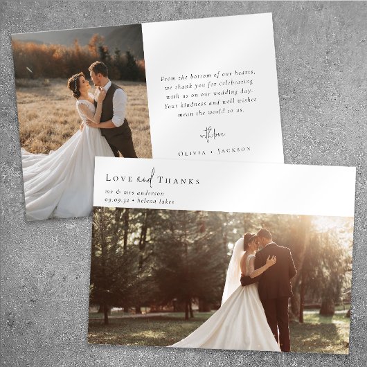 Carte De Remerciements Calligraphie romantique Script Mariage photo