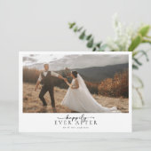 Carte De Remerciements Calligraphie romantique Script Mariage photo (Debout devant)