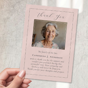 Carte De Remerciements Calligraphie rose classique Photo Sympathy Funeral
