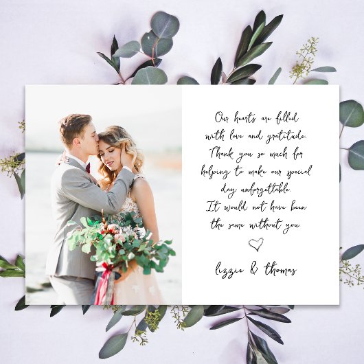 Carte De Remerciements Calligraphie Script 2 Mariage photo